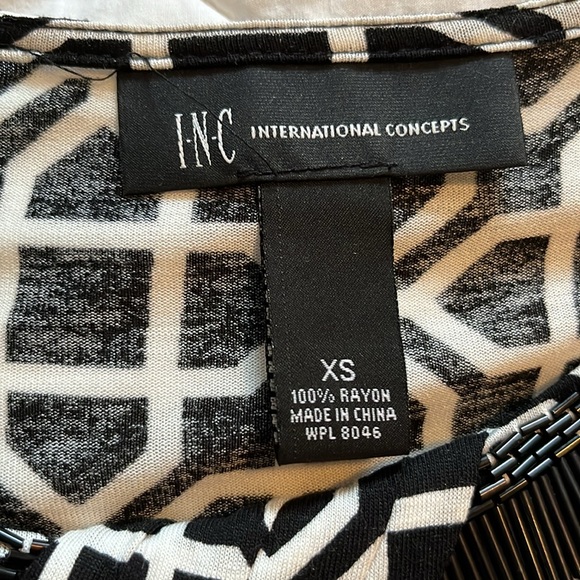 NWOT Inc International Concepts Inc black & white beaded neck top xs - Picture 13 of 13